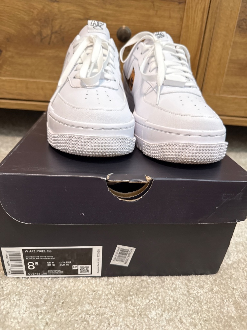 Nike Air Force 1 Pixel SE White Leopard Sneakers Size 8.5 Womens - Picture 4 of 4